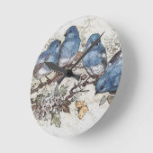 Vintage Blauvogeldarstellung Runde Wanduhr (Winkel)