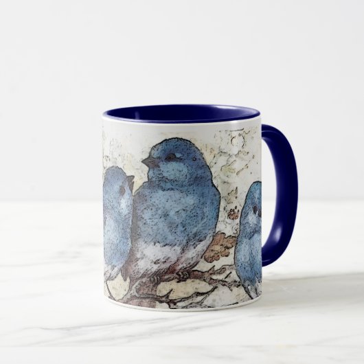 Vintage Blauvogeldarstellung Tasse (VorderseiteRechts)