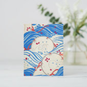 Vintage Blauwellen Postkarte (Stehend Vorderseite)