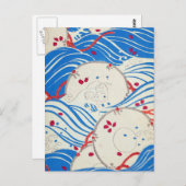 Vintage Blauwellen Postkarte (Vorne/Hinten)