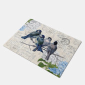 Vintage Blauwild-Blume Italienische Doormat Fußmatte (Schrägansicht)