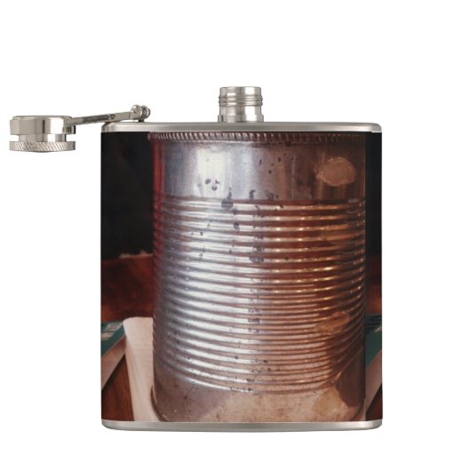 Vintage Blechdose-angesagte Flasche Flachmann (Geöffnet)