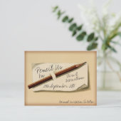 Vintage Bleistift Notieren Sie uns in Save The Dat Postkarte (Stehend Vorderseite)