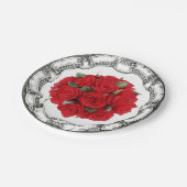Vintage Blick-Blumenstrauß-Rote Rosen Pappteller (Schrägansicht)