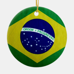 Vintage Blick Brasilianer-Flagge Keramik Ornament
