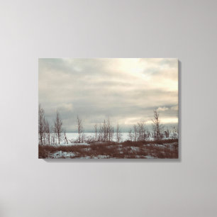 Vintage Blick-Winter-Strand-Szenen-Wand-Kunst Leinwanddruck