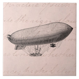 Vintage-Blimp altes Zeppelin Retro-Heißluftballon Fliese