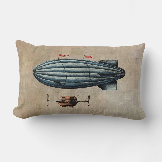 Vintage Blimp-Illustration Lendenkissen (Vorderseite)