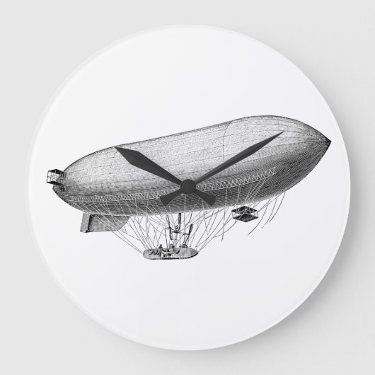 Vintage Blimp Old Zeppelin Retro Hot Air Balloon Große Wanduhr (Vorderseite)