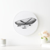 Vintage Blimp Old Zeppelin Retro Hot Air Balloon Große Wanduhr (Zuhause)