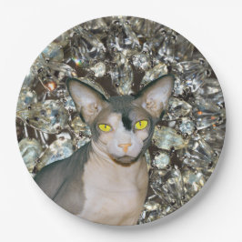 Vintage Bling Sphynx Katze von Rex Cats Pappteller