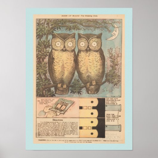 Vintage blinkende Eule süße Herbstbastelarbeit Poster (Vorne)