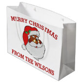 Vintage blinzelnde schwarze Sankt-Pop-Kunst Große Geschenktüte (Rückseite Schrägansicht)