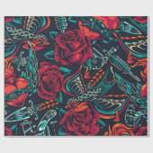 Vintage Blitztätowierungen nahtlos  Geschenkpapier (Flach)