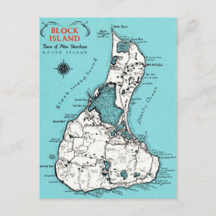 Vintage Block Island Postkarte