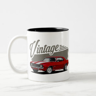 Vintage Block Roter Camaro Zweifarbige Tasse