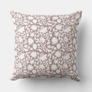 Vintage-Blockdruck-inspiriertes braunes Kissen