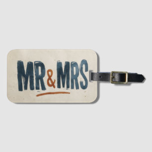 Vintage-Blockdruck-Typografie "Herr und Frau" Gepäckanhänger