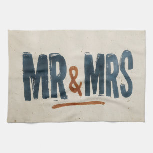 Vintage-Blockdruck-Typografie "MR & MRS" Geschirrtuch