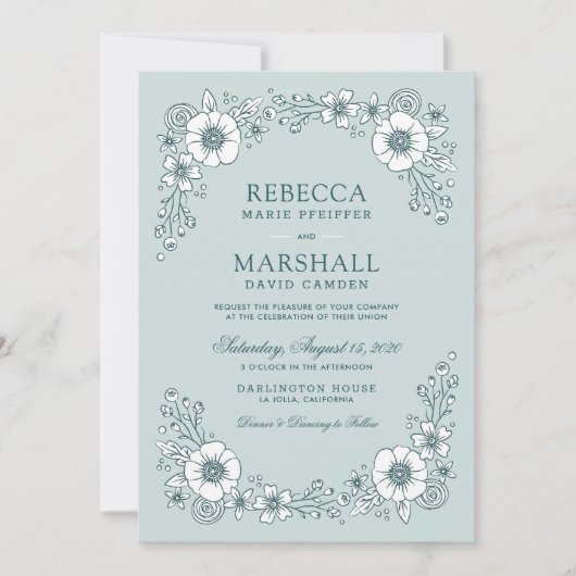 Vintage Bloms Blumenhochzeit - Aquamarin (Vorderseite)