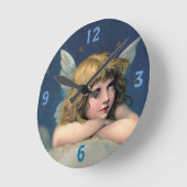 Vintage Blond Resting Angel Clock Runde Wanduhr (Winkel)
