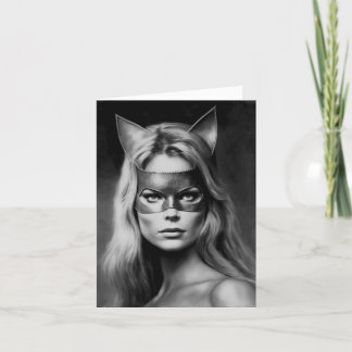 Vintage Blonde-Kostümmaske Feiertagskarte