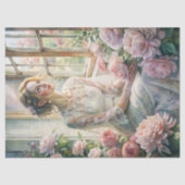 Vintage blonde Rosa-Bäuche, gemütliches Fenster Seidenpapier (Vorderseite)