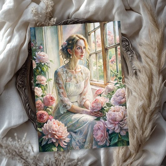 Vintage blonde Rosa-Bäuche, gemütliches Fenster Seidenpapier