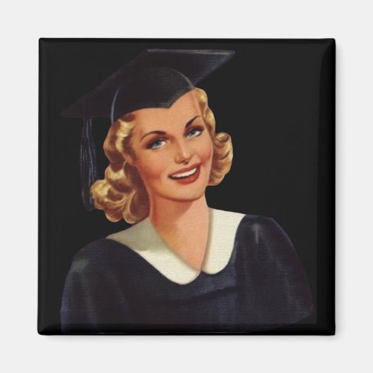 Vintage Blondine Gebildete Dame Magnet (Vorne)