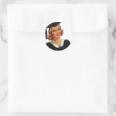 Vintage Blondine Gebildete Dame Runder Aufkleber (Tasche)