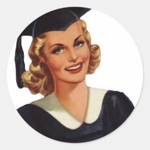Vintage Blondine Gebildete Dame Runder Aufkleber