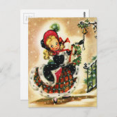 Vintage Blondine mit Geschenken Postkarte (Vorne/Hinten)