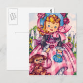 Vintage Blondine mit Hund Postkarte (Vorne/Hinten)