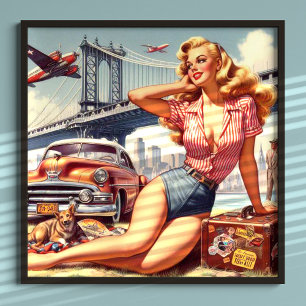 Vintage Blondine Pin-up Poster