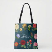 Vintage Bloom Black Floral Dark Botanical Tasche (Vorderseite)