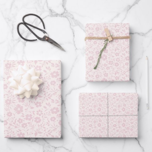 Vintage Bloom Blush Rosa - Neutral Geschenkpapier Set (Vorderseite)