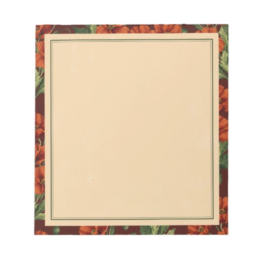 Vintage Bloom Crimson Mohnblumen Notizblock (Vorderseite)