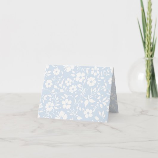Vintage Bloom Neutral - Puderblau Dankeskarte (Vorderseite)