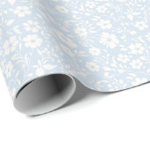 Vintage Bloom Neutral - Puderblau Geschenkpapier (Rolleneckpunkt)