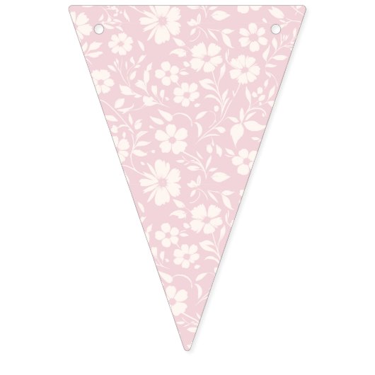 Vintage Bloom Neutral - Rosa Wimpelkette (Erste Fahne)
