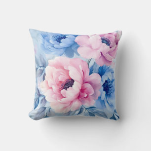 Vintage Bloom Pastell-Blüten Aquarell Kissen
