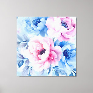 Vintage Bloom Pastell Blüten Wasserfarbe Leinwanddruck