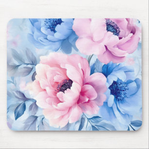 Vintage Bloom Pastell Blüten Wasserfarbe Mousepad