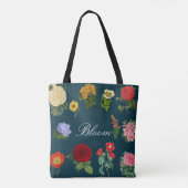 Vintage Bloom Schwarzes Florales Dunkles Botanisch Tasche (Rückseite)