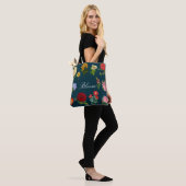 Vintage Bloom Schwarzes Florales Dunkles Botanisch Tasche (Am Model)