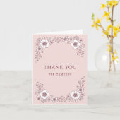 Vintage Blooms Hochzeit Dankeschön Karte - Rosa (Gelbe Blume)