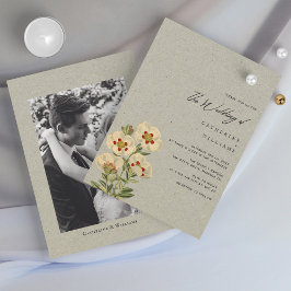 Vintage Blooms und Foto Liebe: Minimalistische Hoc Einladung