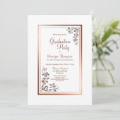 Vintage Bloral Gold Graduierungspartei Einladung (Stehend Vorderseite)