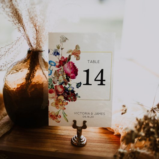 Vintage blorale Personalisierte Tischnummer