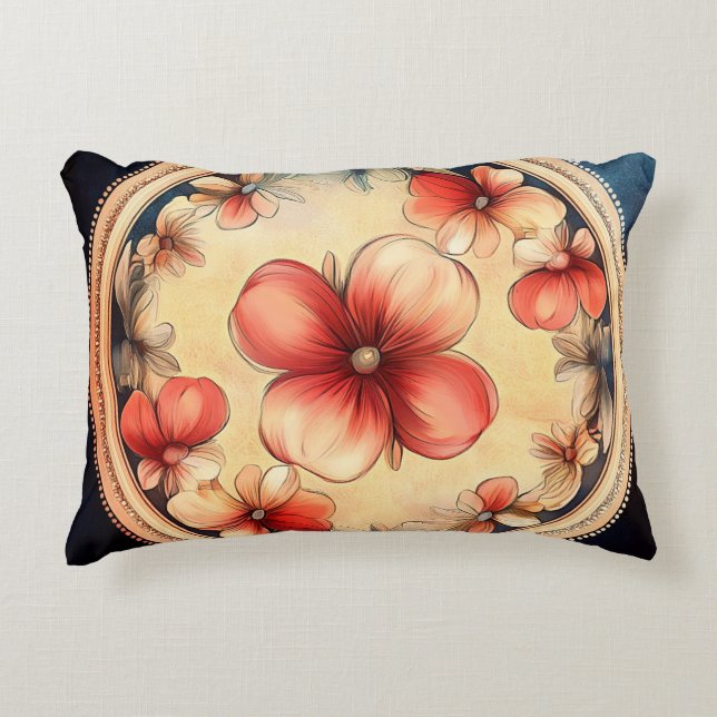 Vintage Blossom Medallion - Bläserner Akzent Pillo Dekokissen (Vorderseite)